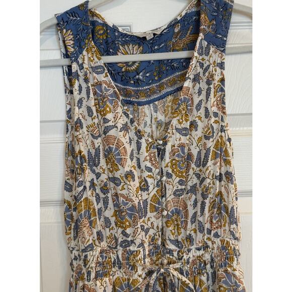 Lucky Brand Felice Maxi Dress Sz Small Hi-Low Floral Drawstring Waist Boho Fairy - Picture 3 of 14